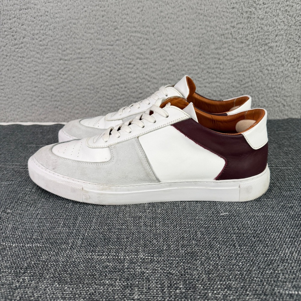 Beckett Simonon Sneakers Mens 12 White Burgundy Leather Suede Low Top Trainers